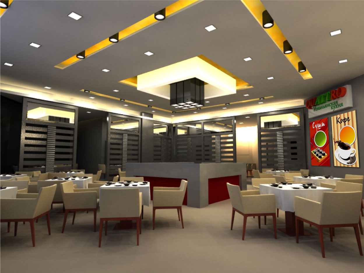 разработка 3d макета дизайна интерьера кафе ресторана